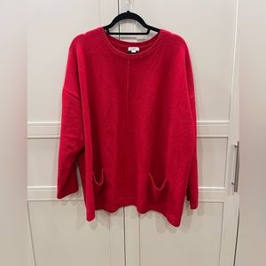 J Jill women’s red knit sweater, front pockets sz xl